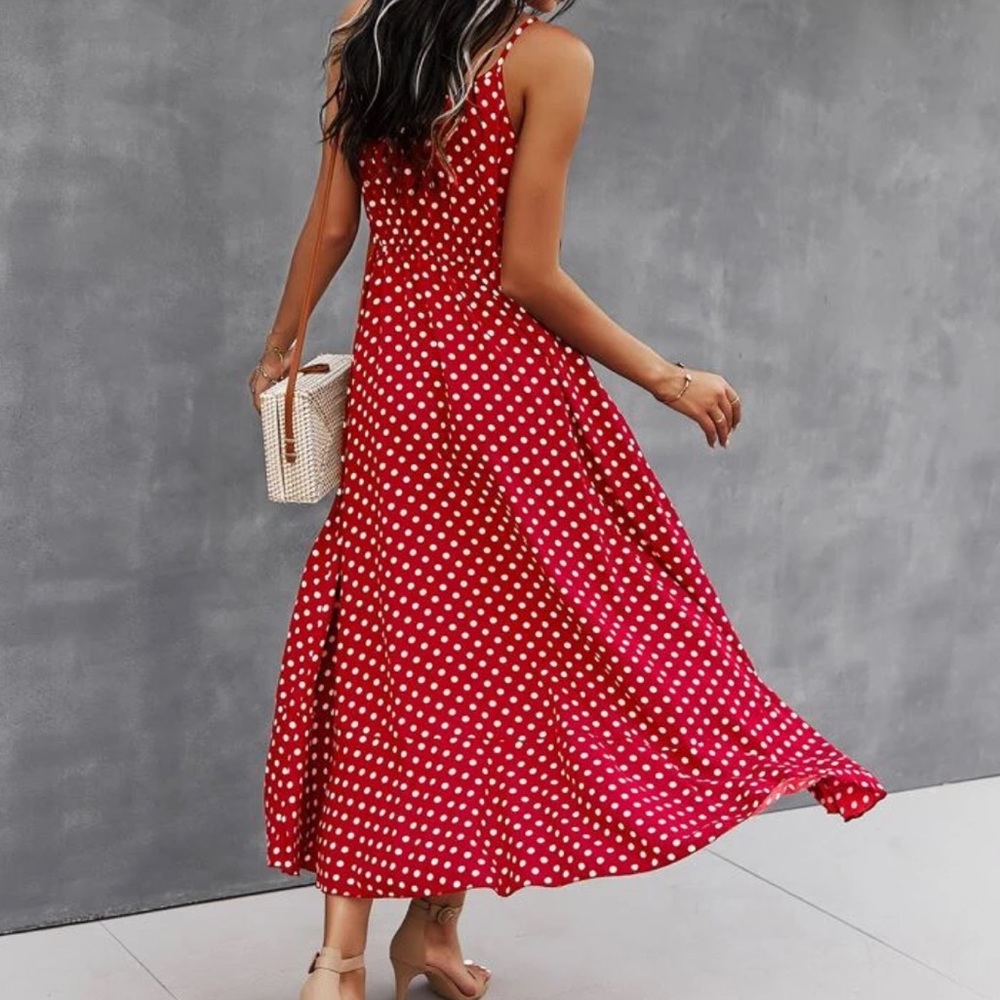 Boho gypsy dot drawstring waist cami dress - Picture 6 of 7